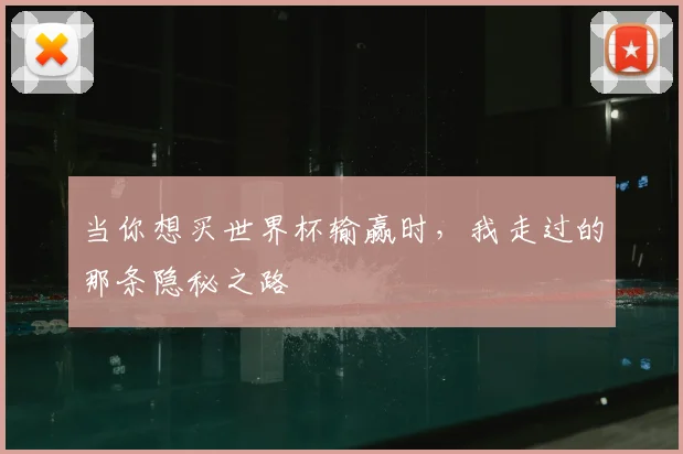 当你想买世界杯输赢时，我走过的那条隐秘之路